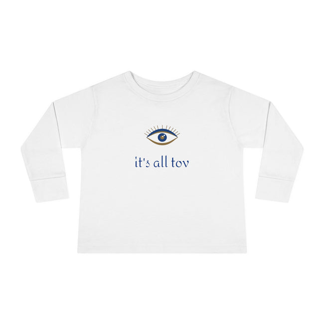 Positive Energy Toddler Long Sleeve Tee with Evil Eye Design, Good Vibes Shirt for Kids, Jewish Christian Clothing, Religious Toddler Top