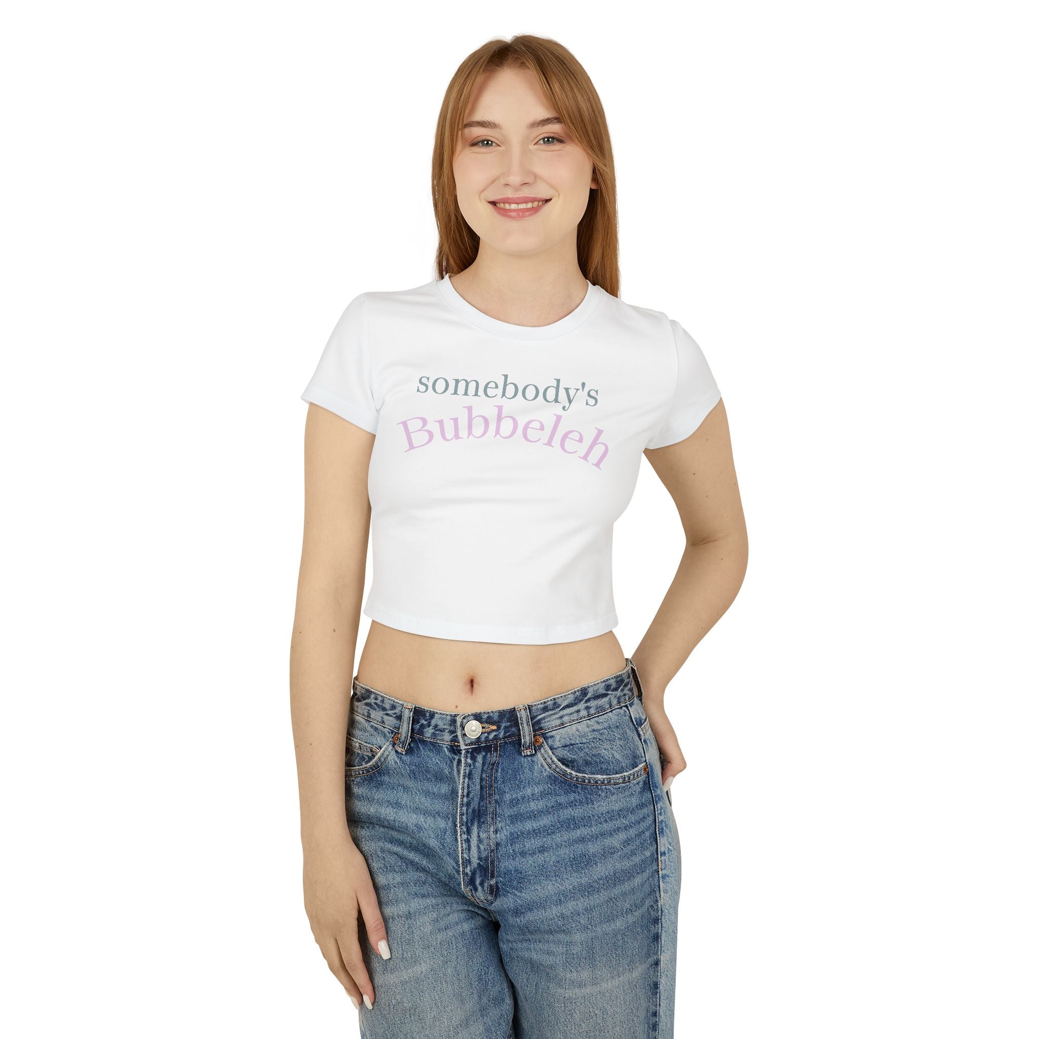 Somebody's Bubbleleh Baby Tee, Casual Women's Top, Gift for Moms, Cute Crop Tee, Spring Fashion, Family Gathering Style