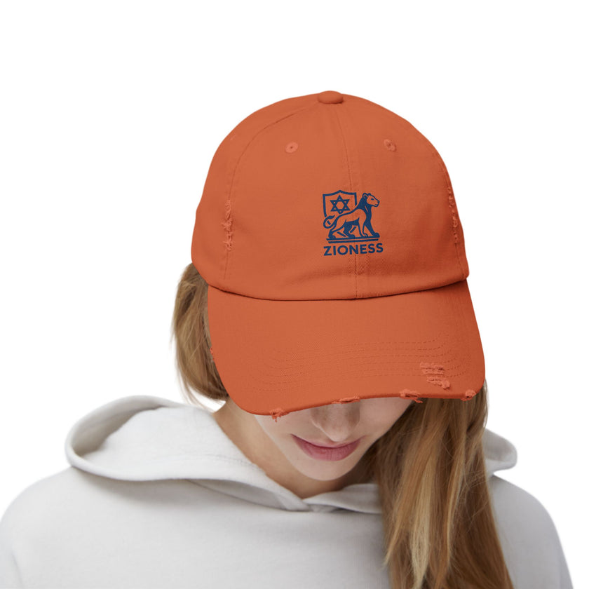 Distressed Cap, Zioness Zionist Israeli Love Judaica Jewish Joy, We Will Dance Again, Never Again, Jewish Star Chai Hamsa, Unisex Hat,