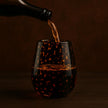 Tortoise Shell Print Amber Colored Stemless Wine Glass |  Set of 2