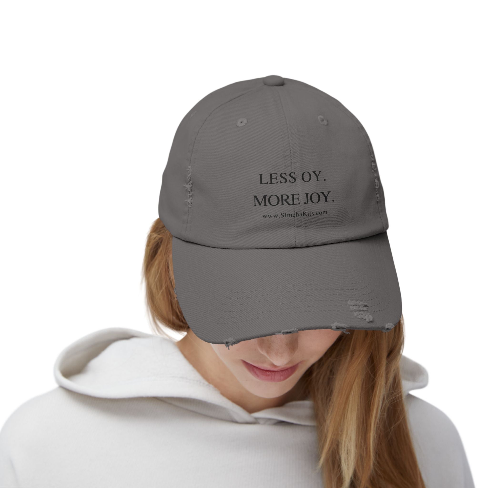 Distressed Cap, Unisex Hat for Hanukkah, Simcha Kits, Jewish Joy Yiddish Hebrew Gift, Oy More Joy Slogan, Chanukah Baseball Cap, Vintage