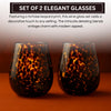 Tortoise Shell Print Amber Colored Stemless Wine Glass |  Set of 2