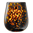 Tortoise Shell Print Amber Colored Stemless Wine Glass |  Set of 2