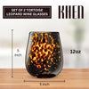 Tortoise Shell Print Amber Colored Stemless Wine Glass |  Set of 2