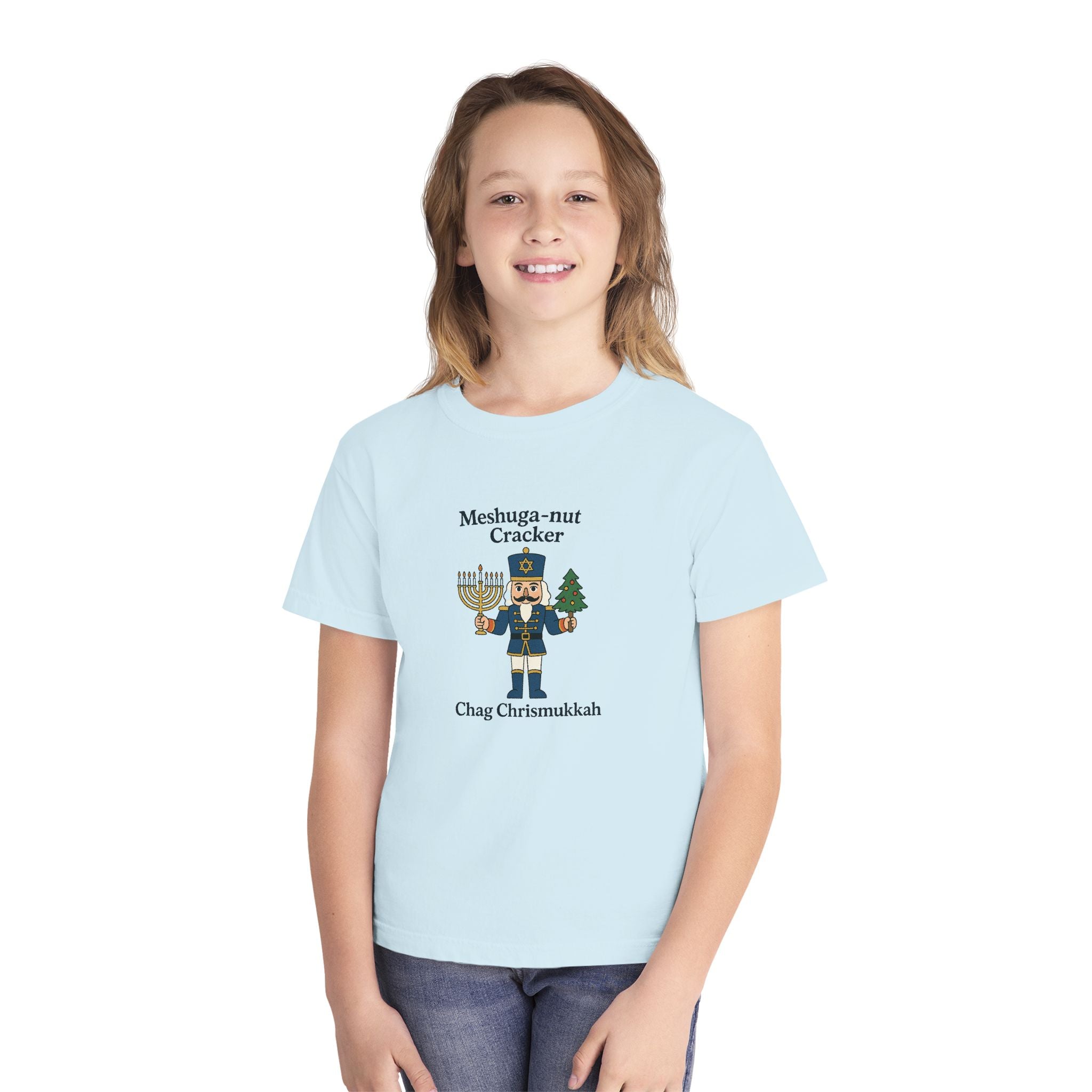 Menschug-nut Cracker Youth Tee | Chanukah Nutcracker Hanukkah Shirt
