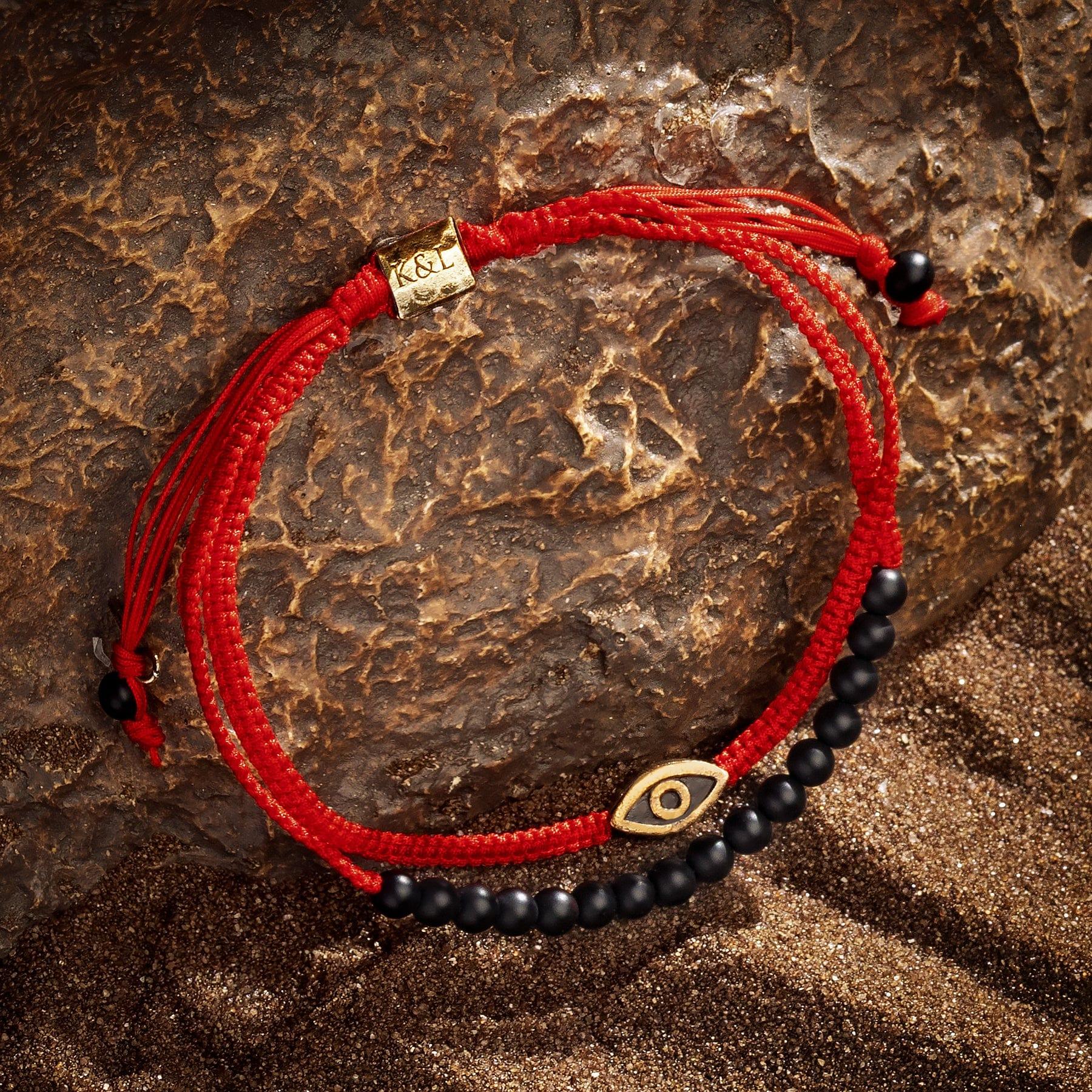 Brave Gaze - Red String Matte Onyx Evil Eye Bracelet