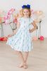 Texas Bluebonnets Flutter Sleeve Twirl Dress