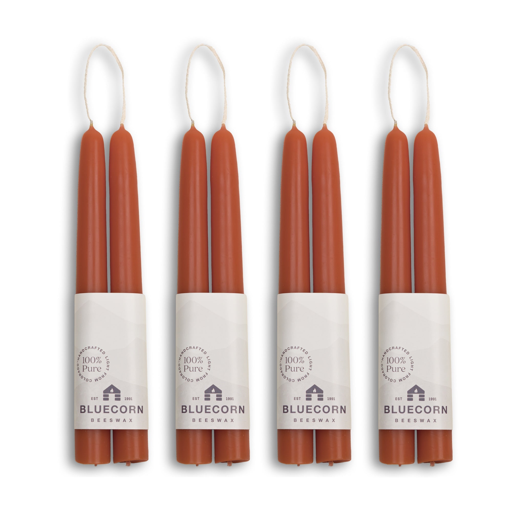Hand-Dipped Beeswax Taper Candles - Bulk 4-Pair Bundle