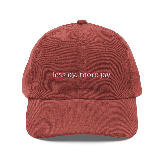 Embroidered Vintage Corduroy Cap, Jewish Humor Dad Hat, Hanukkah Gift, Oy Joy, Men's Fashion Accessory