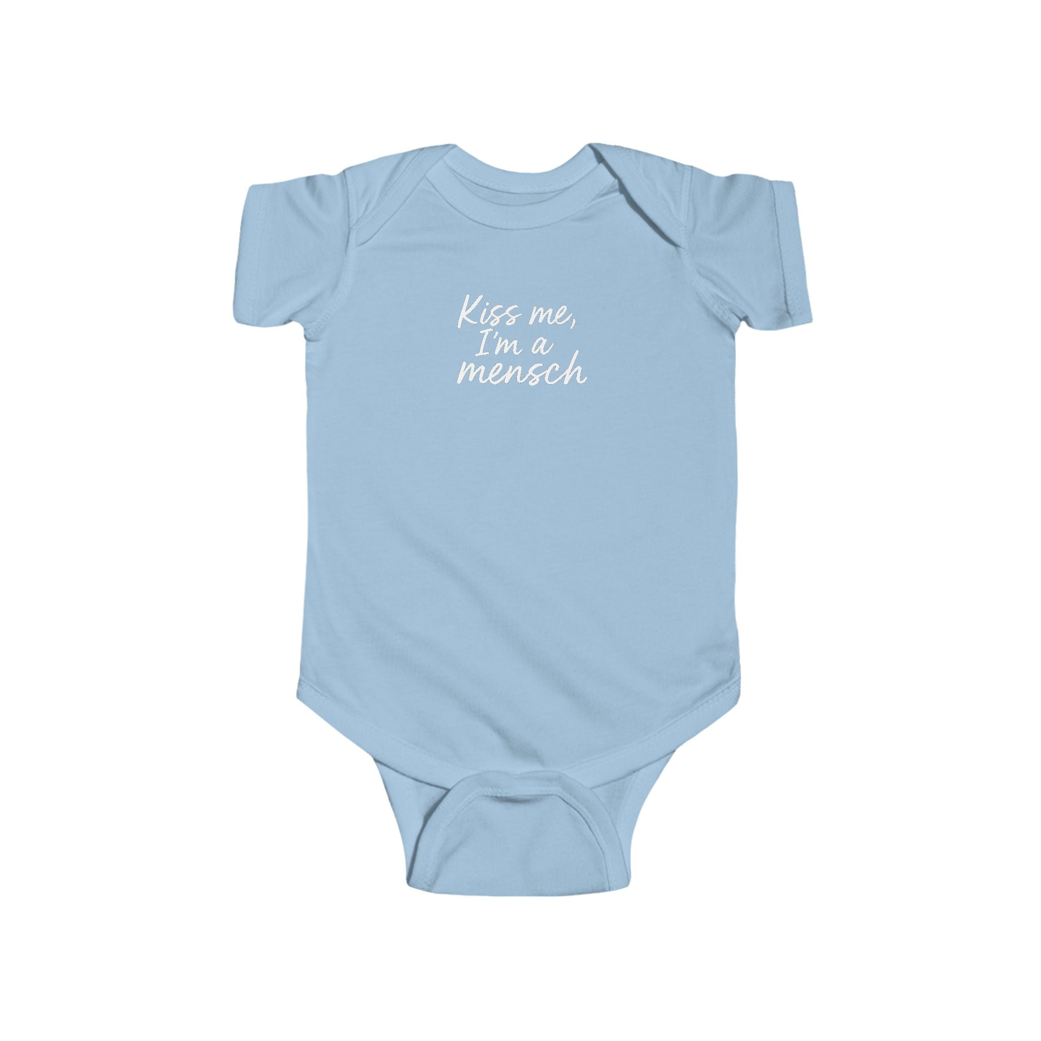 Kiss Me I'm a Mensch Bodysuit | Infant One-Piece, Jewish humor, Hanukkah gift idea