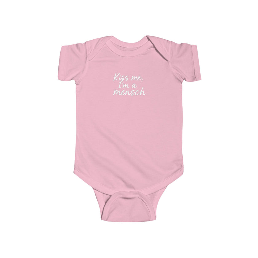 Kiss Me I'm a Mensch Bodysuit | Infant One-Piece, Jewish humor, Hanukkah gift idea