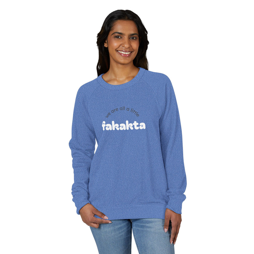 Fakakta Crewneck Sweatshirt, Cozy Unisex Raglan, Relaxed Casual Style, Great gift, Yiddish humor