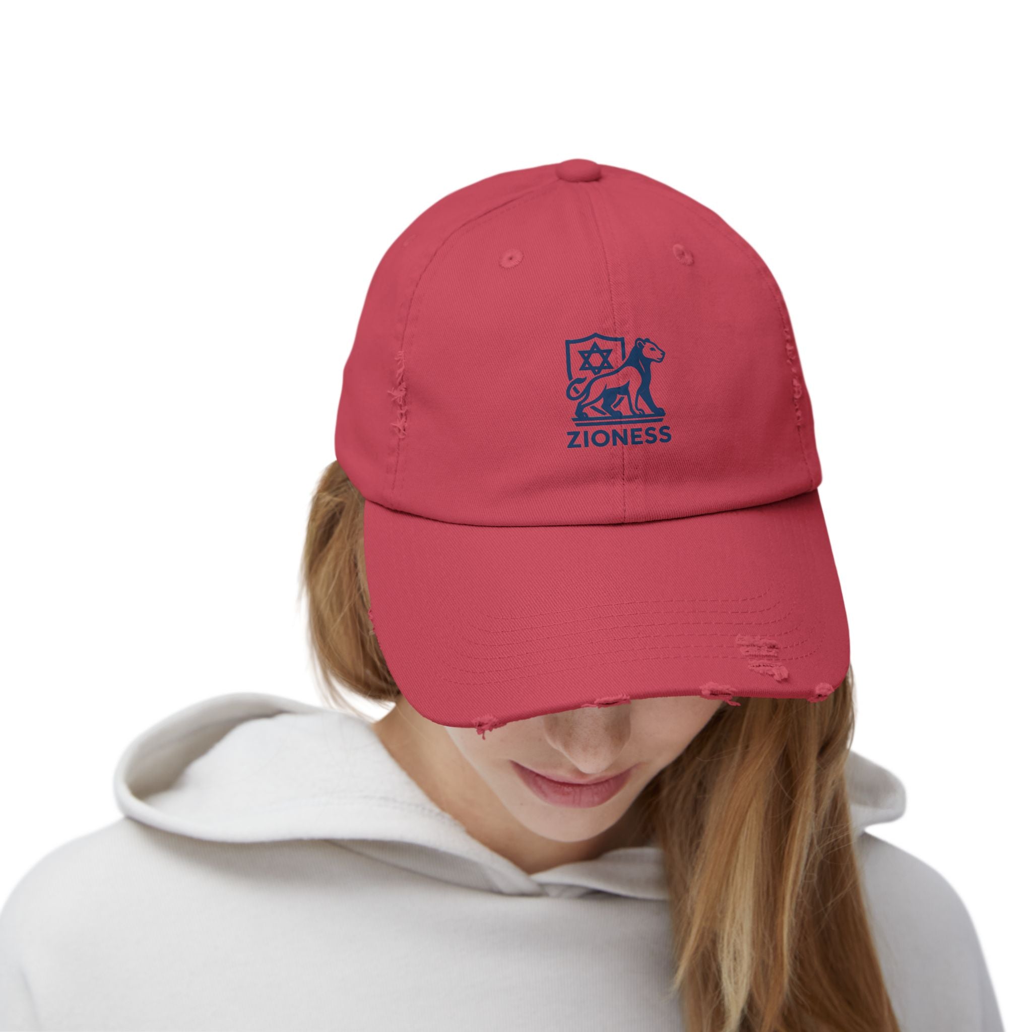 Distressed Cap, Zioness Zionist Israeli Love Judaica Jewish Joy, We Will Dance Again, Never Again, Jewish Star Chai Hamsa, Unisex Hat,