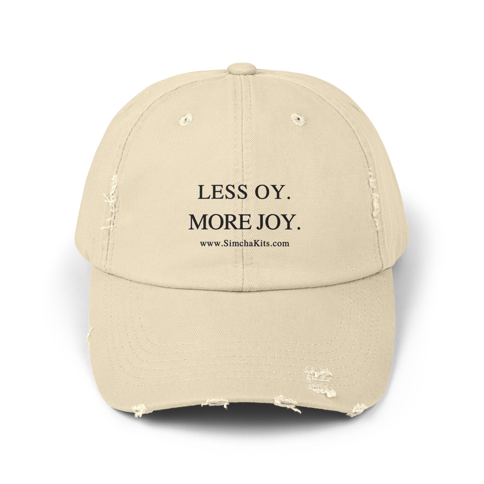 Distressed Cap, Unisex Hat for Hanukkah, Simcha Kits, Jewish Joy Yiddish Hebrew Gift, Oy More Joy Slogan, Chanukah Baseball Cap, Vintage