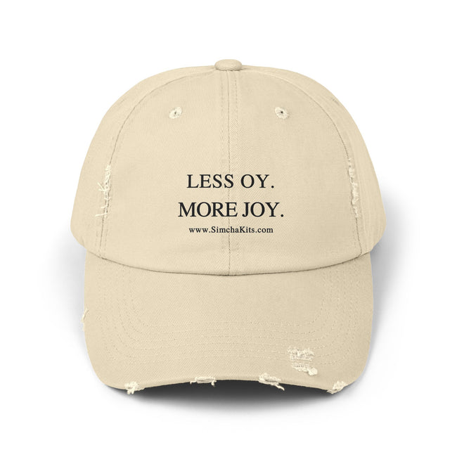 Distressed Cap, Unisex Hat for Hanukkah, Simcha Kits, Jewish Joy Yiddish Hebrew Gift, Oy More Joy Slogan, Chanukah Baseball Cap, Vintage
