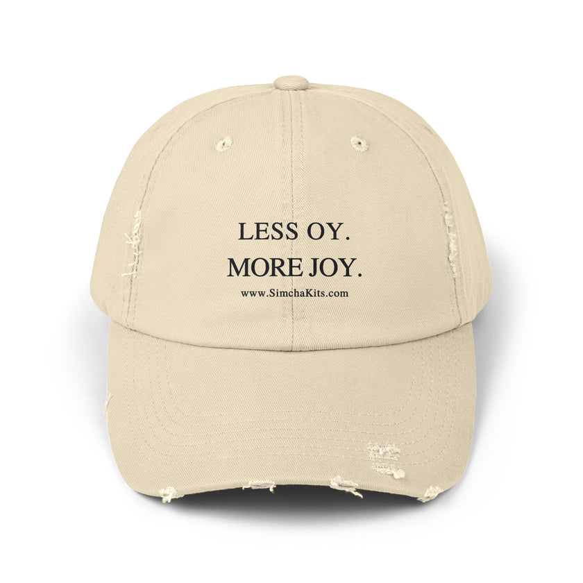 Distressed Cap, Unisex Hat for Hanukkah, Simcha Kits, Jewish Joy Yiddish Hebrew Gift, Oy More Joy Slogan, Chanukah Baseball Cap, Vintage