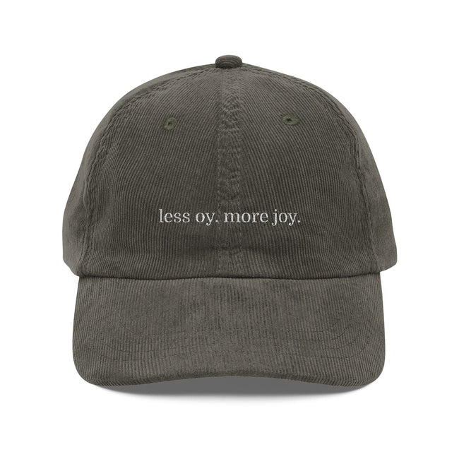 Embroidered Vintage Corduroy Cap, Jewish Humor Dad Hat, Hanukkah Gift, Oy Joy, Men's Fashion Accessory