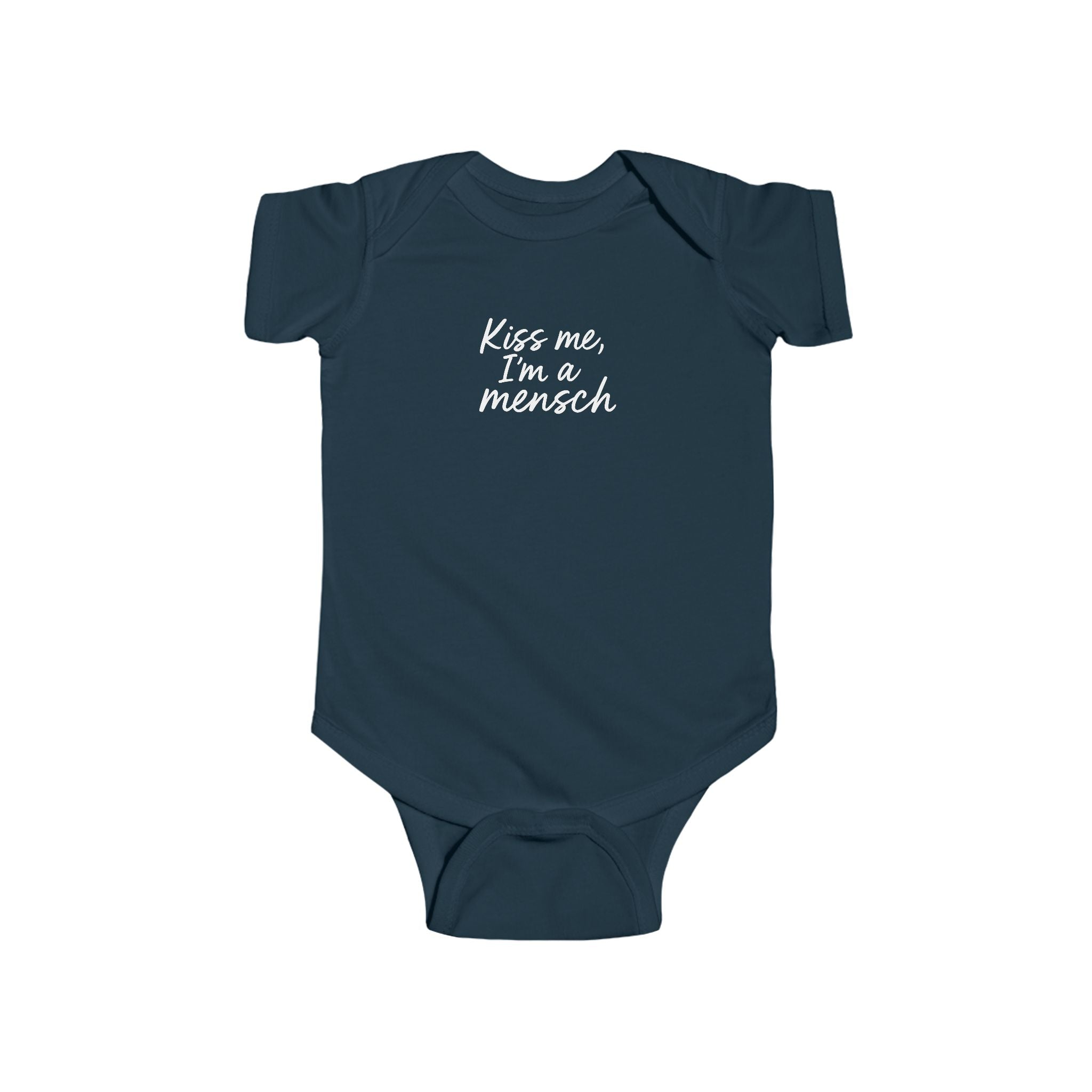 Kiss Me I'm a Mensch Bodysuit | Infant One-Piece, Jewish humor, Hanukkah gift idea