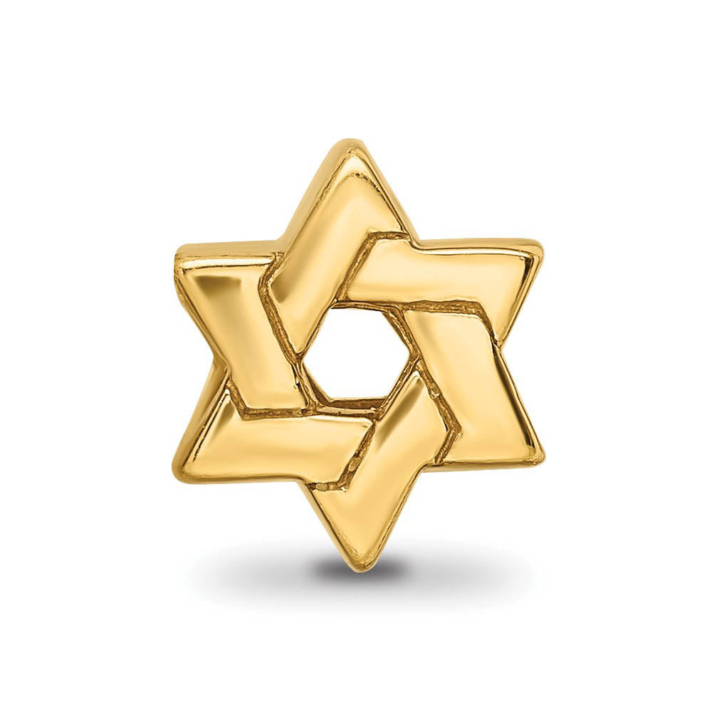 Star of David Bead Charm in 14k Yellow Gold Plated Sterling Silver