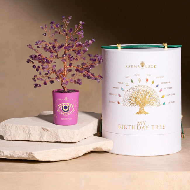 Compassionate Vibration Amethyst February Birthday Tree