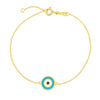 14k Yellow Gold Blue Evil Eye Bracelet (1.00 mm)
