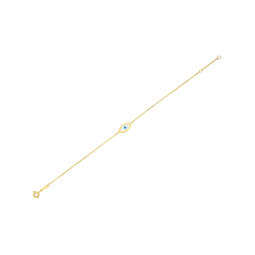 14k Yellow Gold MOP Evil Eye Bracelet (1.00 mm)