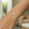 14k Yellow Gold MOP Evil Eye Bracelet (1.00 mm)
