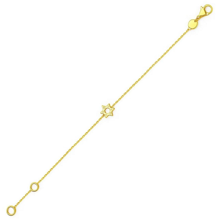 14k Yellow Gold Star of David Bracelet