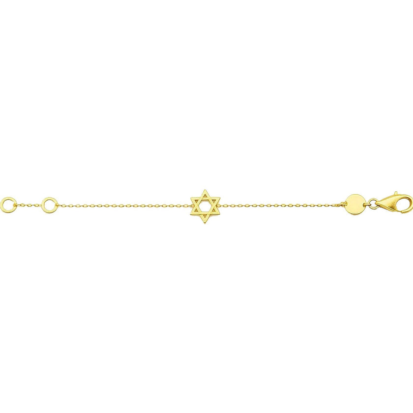 14k Yellow Gold Star of David Bracelet