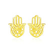 14k Yellow Gold Polished Hand of Hamsa Post Earrings