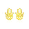14k Yellow Gold Polished Hand of Hamsa Post Earrings