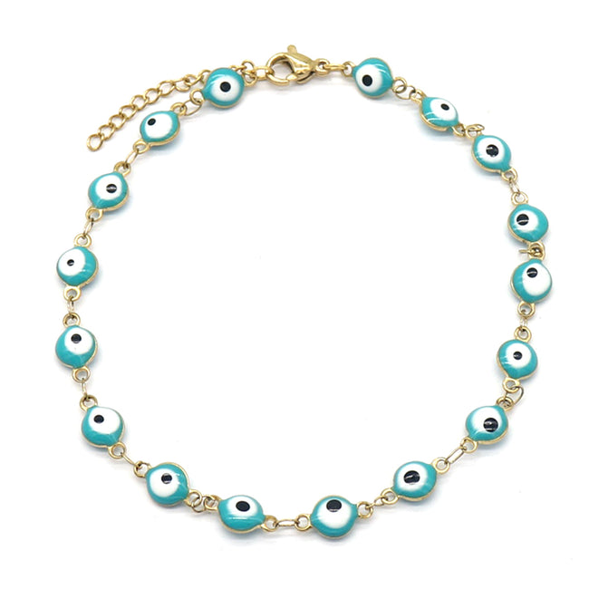 18k Yellow Gold Evil Eye anklet
