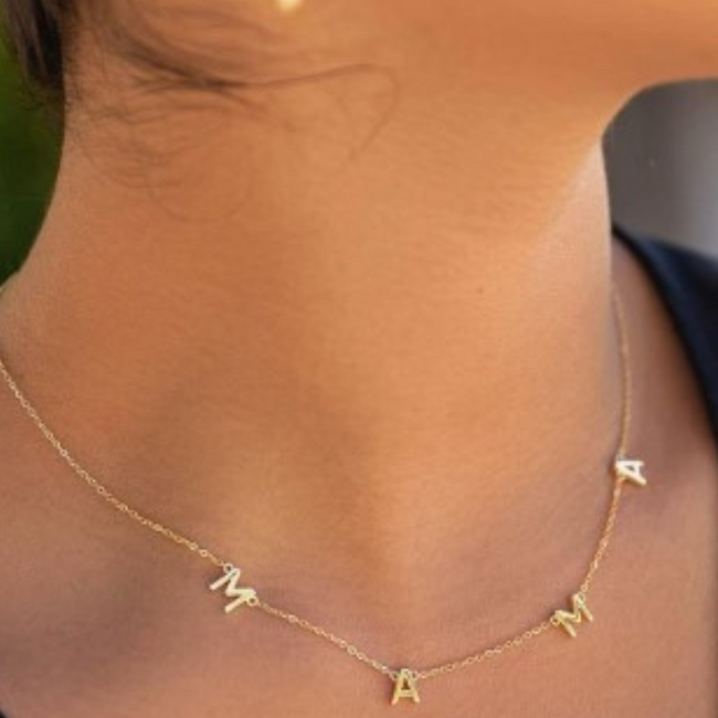 14K Gold Mama Bib Necklace - 14