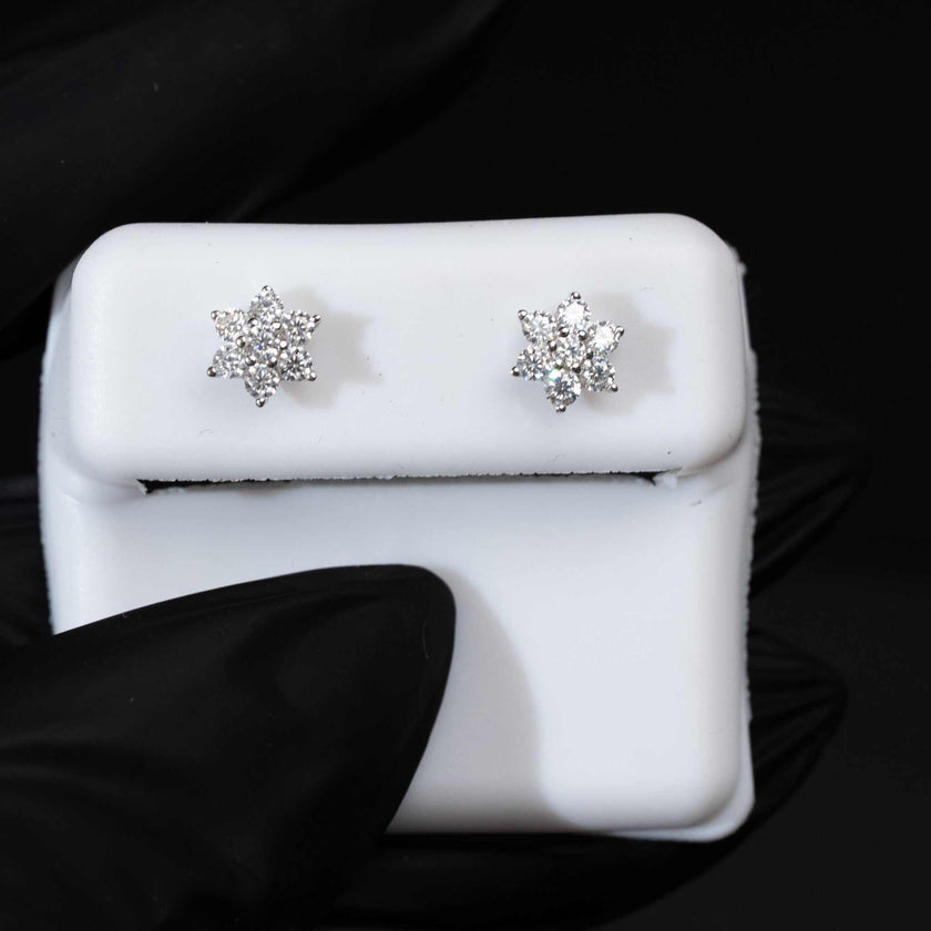 Moissanite 0.5ct Star of David Stud Earrings 925 Sterling Silver Screw Back