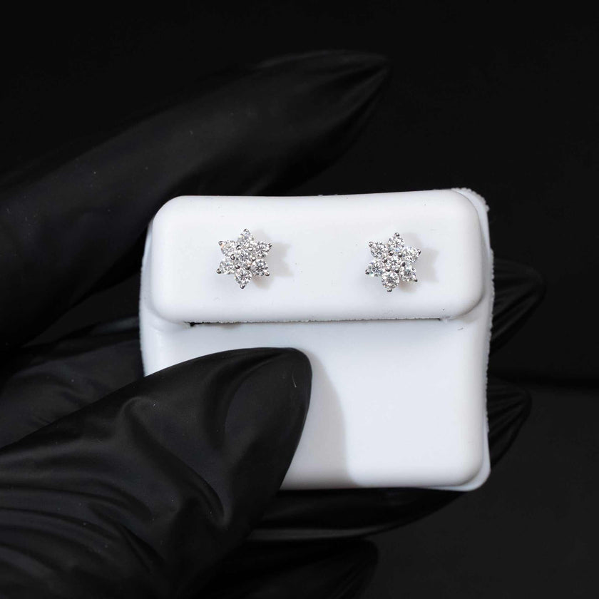 Moissanite 0.5ct Star of David Stud Earrings 925 Sterling Silver Screw Back