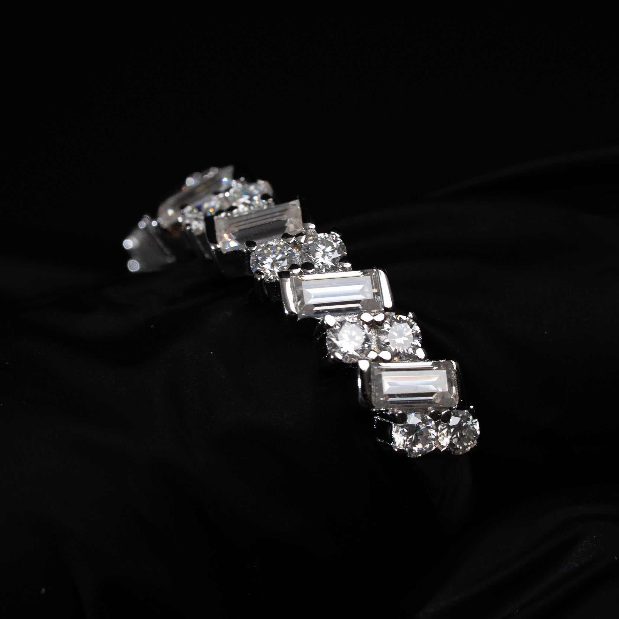 Moissanite Ring for Women – 1.1 Carat Baguette & Round Cut 925 Sterling Silver