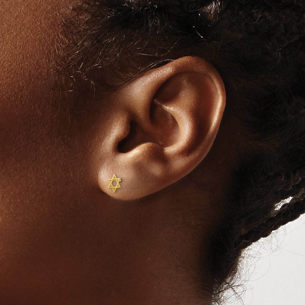 Kids 5mm Child's Star of David Post Earrings in 14k Yellow Gold