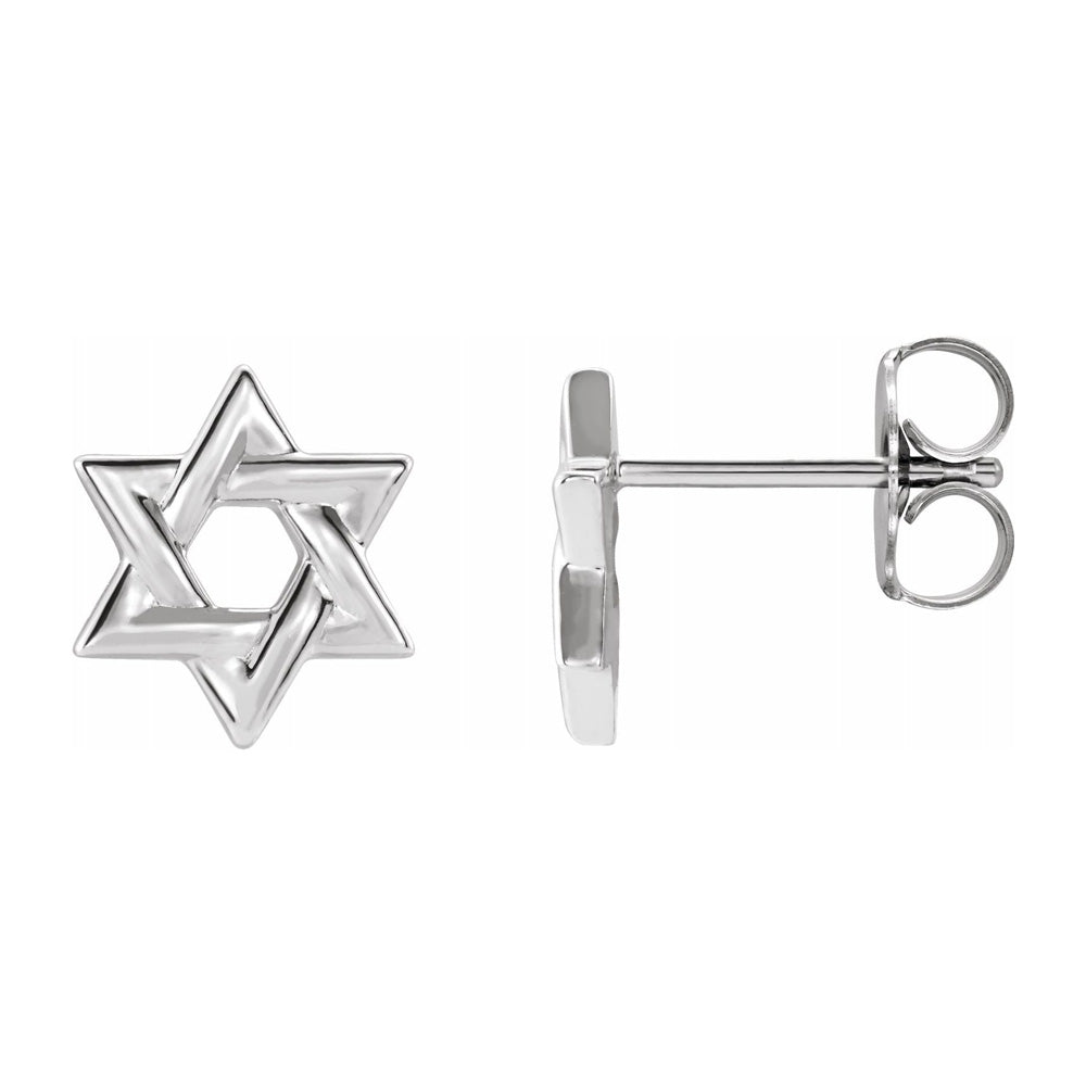 Sterling Silver Star of David Post Earrings, 9.5mm