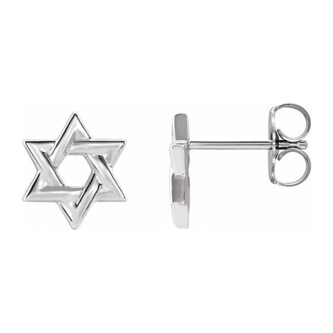 Sterling Silver Star of David Post Earrings, 9.5mm