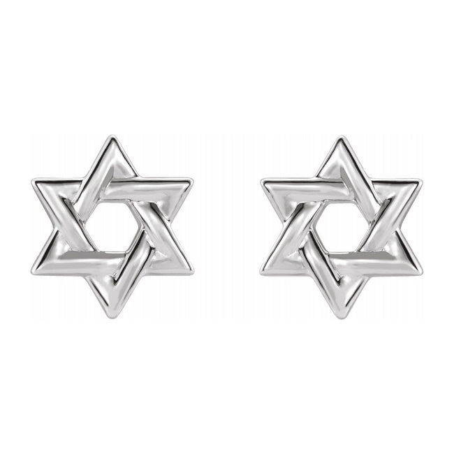 Sterling Silver Star of David Post Earrings, 9.5mm