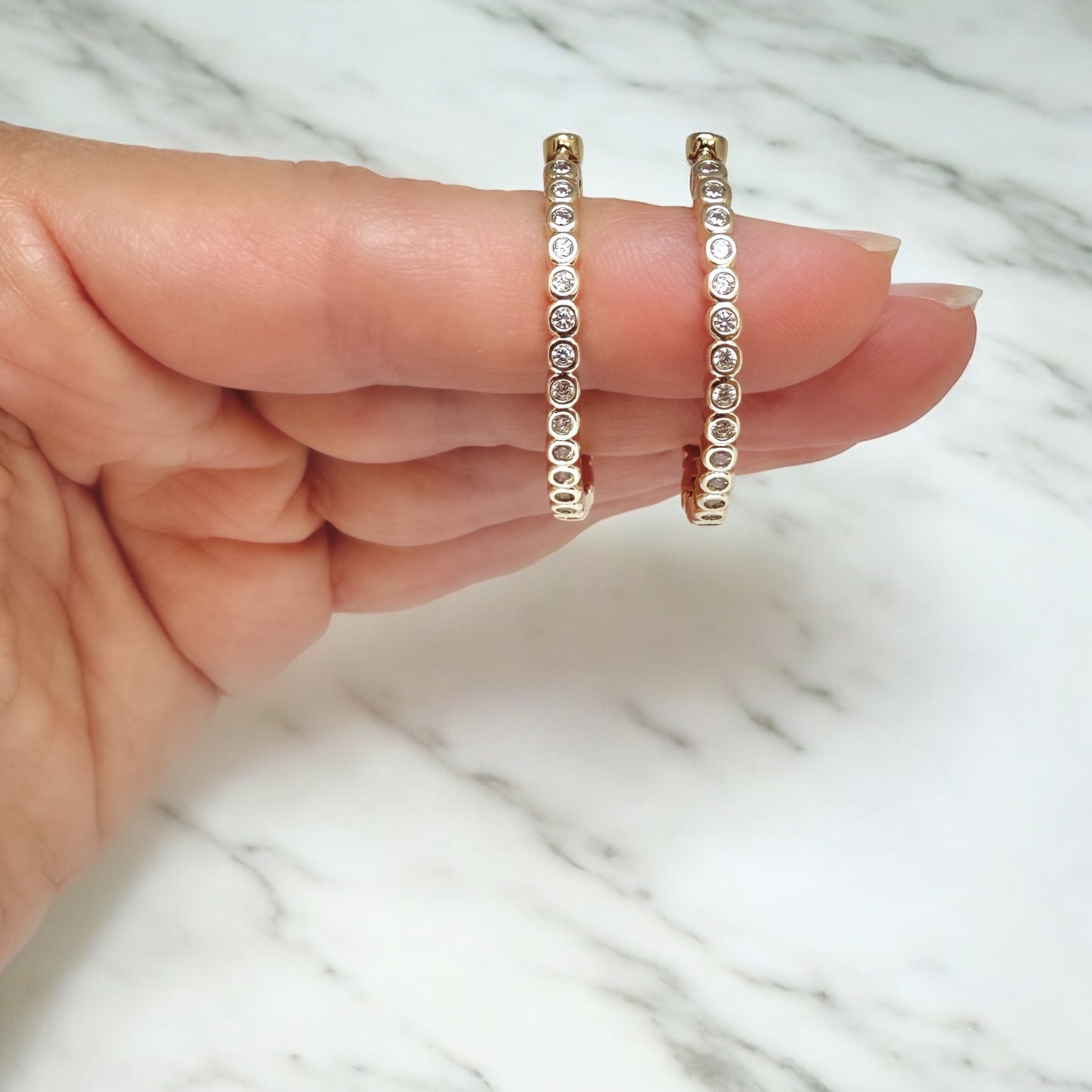 Bezel hoop earrings