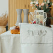 Challah cover in a natural shade with delicate embroidery – clean and modern style – Shabbat series