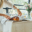 Challah cover in a natural shade with delicate embroidery – clean and modern style – Shabbat series