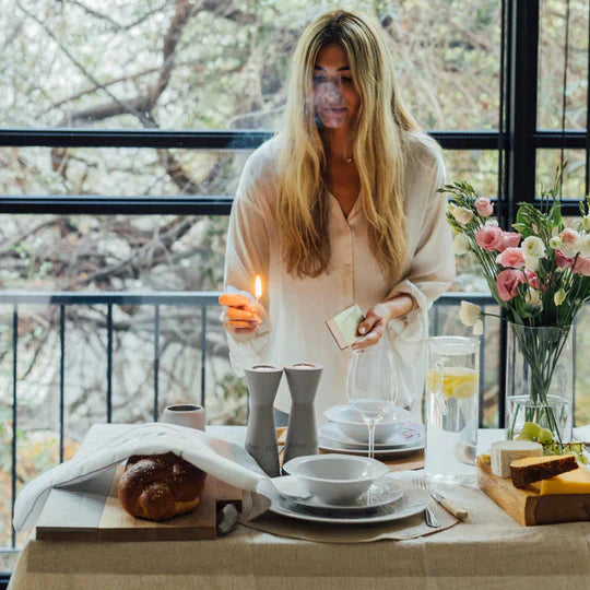 Challah cover in a natural shade with delicate embroidery – clean and modern style – Shabbat series