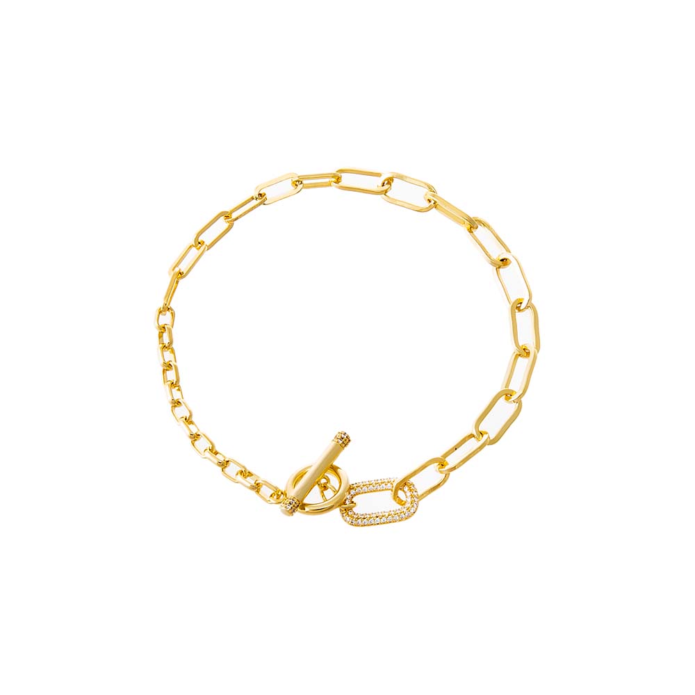 Pave Accented Toggle Multi Chain Bracelet