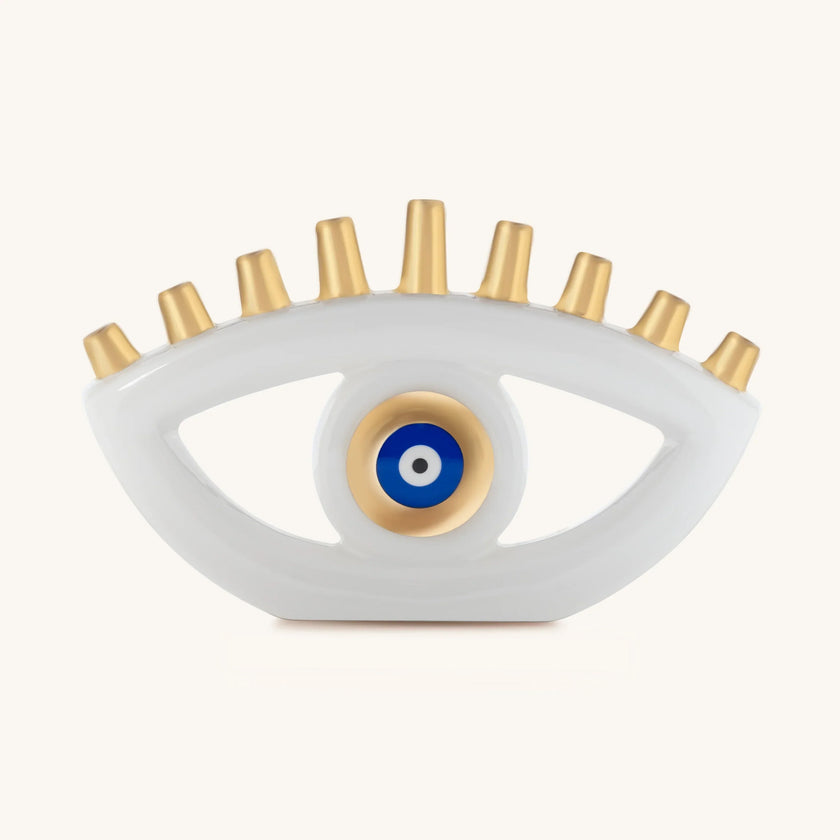 Brilliant Faith Ceramic Evil Eye Menorah