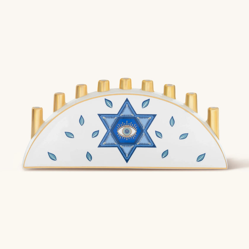 Soulful Celebration Evil Eye Star of David Ceramic Menorah