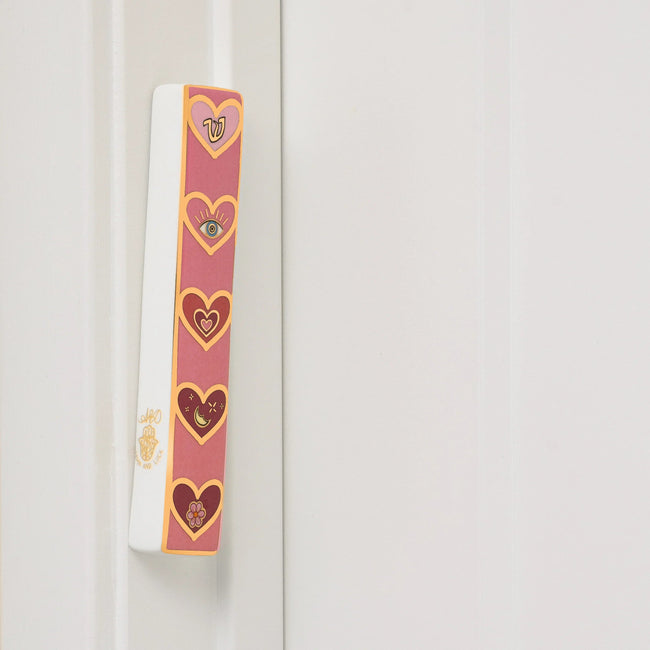 Love Lives Here Ceramic Heart Mezuzah