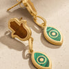 Dreams Secured Tiger’s Eye & Malachite Hamsa & Evil Eye Earrings