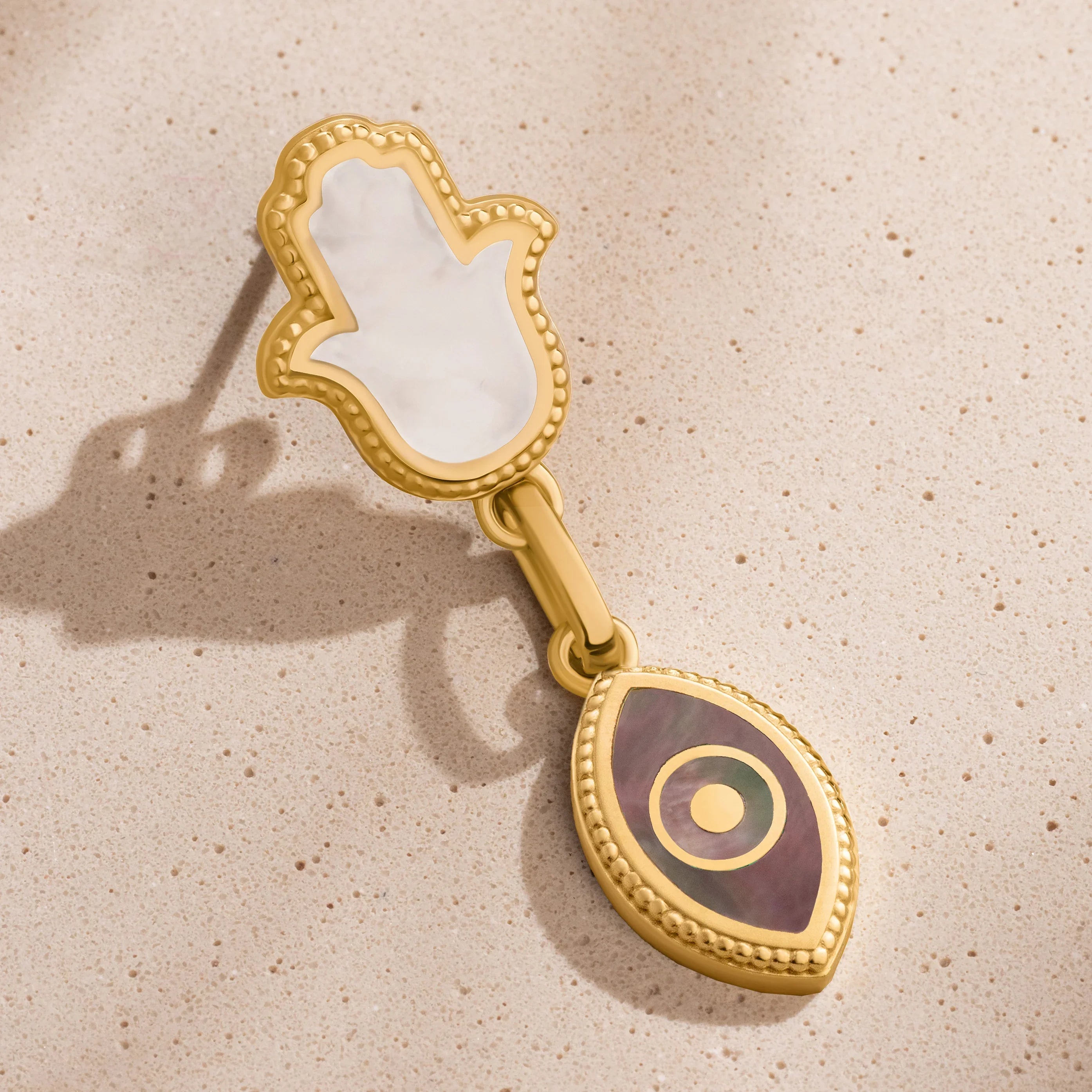 Boundless Joy Hamsa & Evil Eye Mother of Pearl Earrings